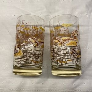 2 Vintage Libbey Mallard Duck Glasses. Signed by J Scott. 5”tall